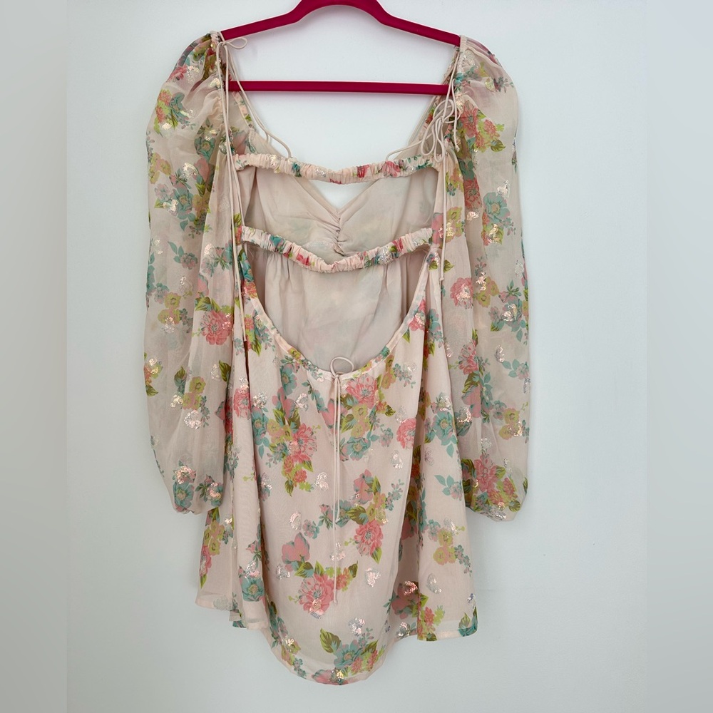 For Love & Lemons Georgina Swing Dress Floral Mini Sequin Size S - Picture 13 of 14
